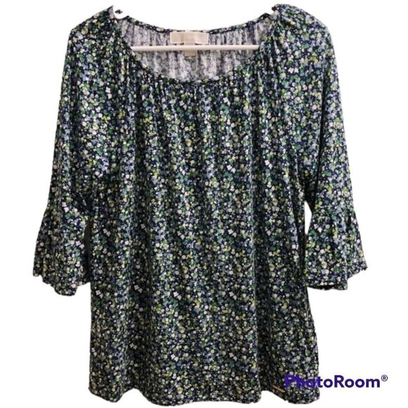 MICHAEL Kors floral shirt bell flare sleeves size S - Picture 2 of 9
